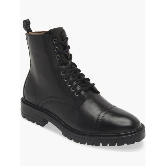 AllSaints Piero Combat Ankle Boots •EU 46/US 13• Black Leather Zipper $349 main image 14